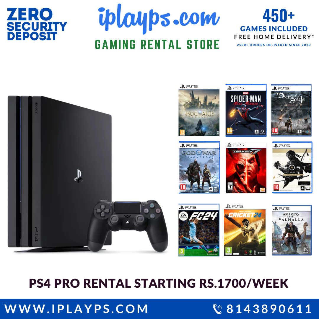 PS4 PRO for Rental with 1 Controller & 450+ Games