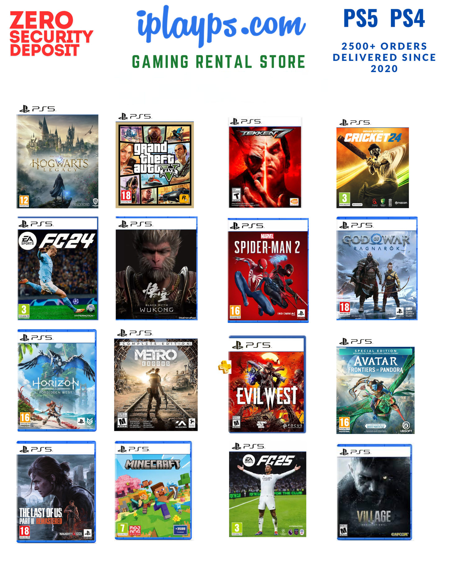 PS5 for Rental with 1 Controller & 500+ Games